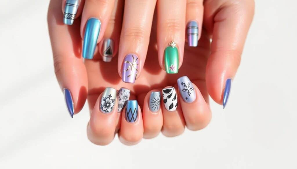 Chameleon nails showcasing safe nail art trends