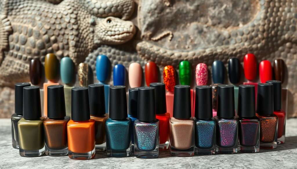color options and nail polish finishes for reptile lovers